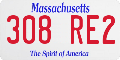 MA license plate 308RE2