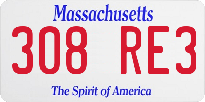 MA license plate 308RE3