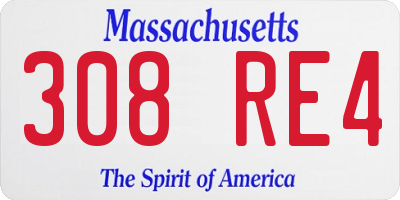 MA license plate 308RE4