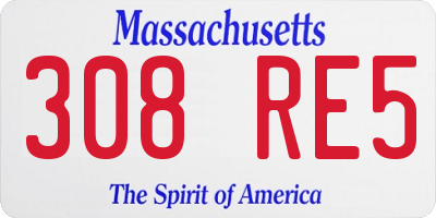 MA license plate 308RE5