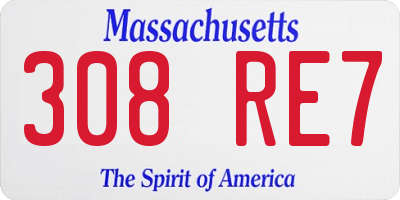 MA license plate 308RE7