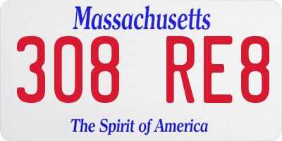 MA license plate 308RE8