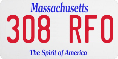 MA license plate 308RF0
