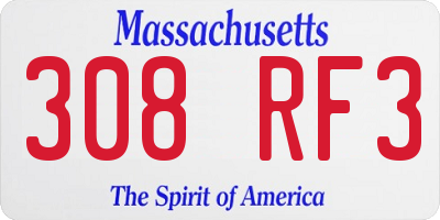 MA license plate 308RF3