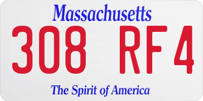MA license plate 308RF4