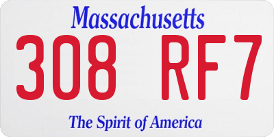 MA license plate 308RF7