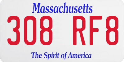 MA license plate 308RF8