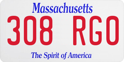 MA license plate 308RG0