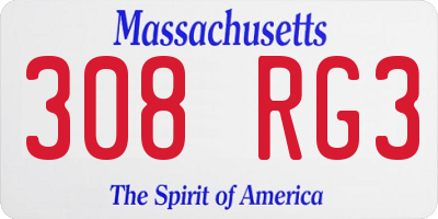 MA license plate 308RG3
