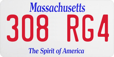 MA license plate 308RG4