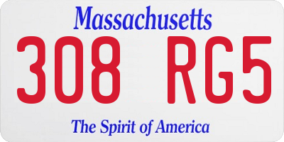 MA license plate 308RG5
