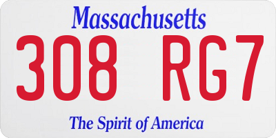 MA license plate 308RG7
