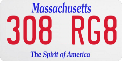 MA license plate 308RG8