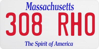 MA license plate 308RH0
