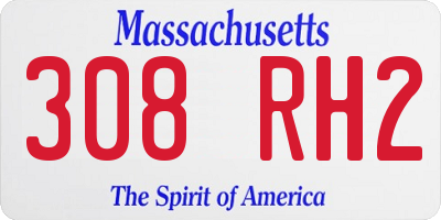 MA license plate 308RH2