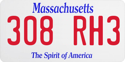 MA license plate 308RH3