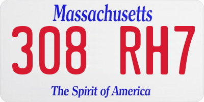 MA license plate 308RH7