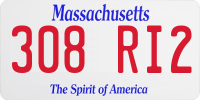 MA license plate 308RI2