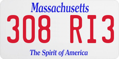 MA license plate 308RI3