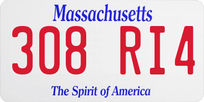 MA license plate 308RI4
