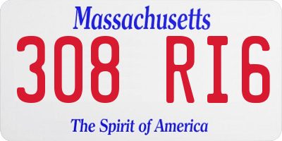 MA license plate 308RI6