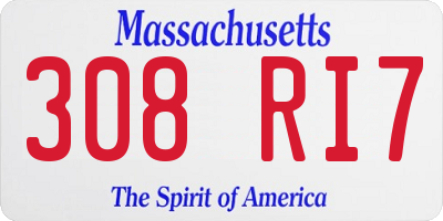 MA license plate 308RI7