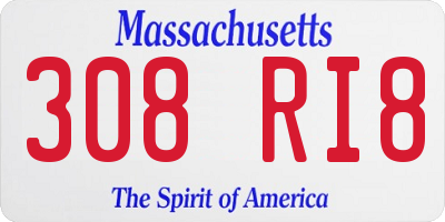 MA license plate 308RI8
