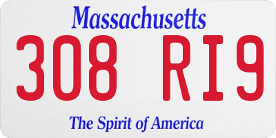 MA license plate 308RI9