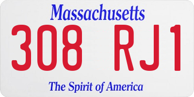MA license plate 308RJ1