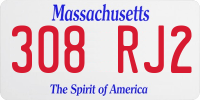 MA license plate 308RJ2