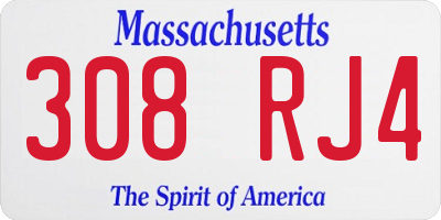MA license plate 308RJ4