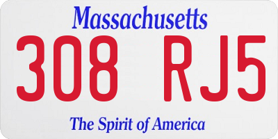 MA license plate 308RJ5