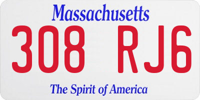MA license plate 308RJ6