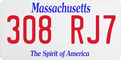 MA license plate 308RJ7
