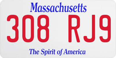 MA license plate 308RJ9