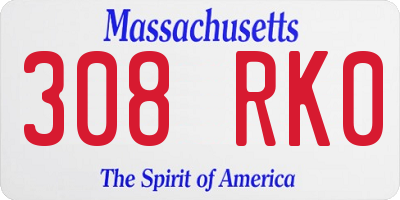 MA license plate 308RK0