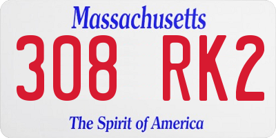 MA license plate 308RK2