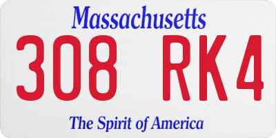 MA license plate 308RK4