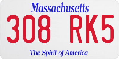 MA license plate 308RK5