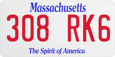 MA license plate 308RK6