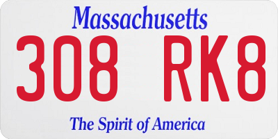 MA license plate 308RK8