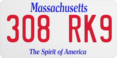 MA license plate 308RK9