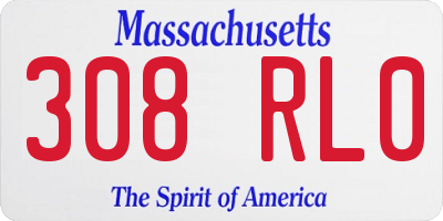 MA license plate 308RL0