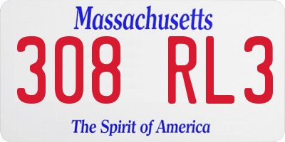 MA license plate 308RL3