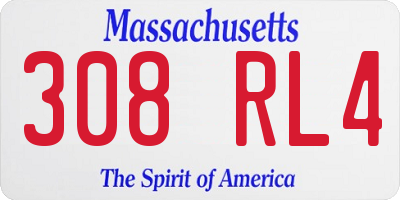 MA license plate 308RL4