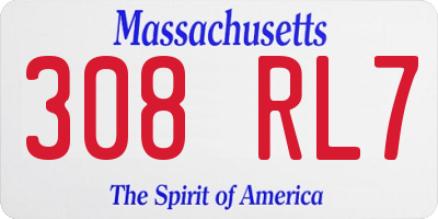 MA license plate 308RL7