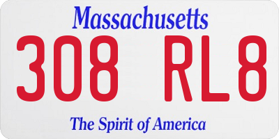MA license plate 308RL8