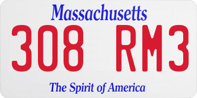 MA license plate 308RM3