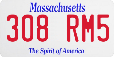 MA license plate 308RM5