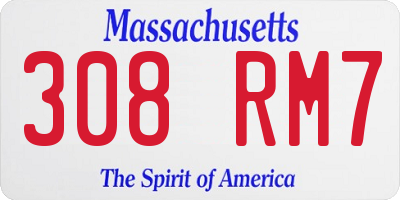 MA license plate 308RM7